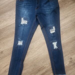 Trendy Distressed Blue Skinny Jeans